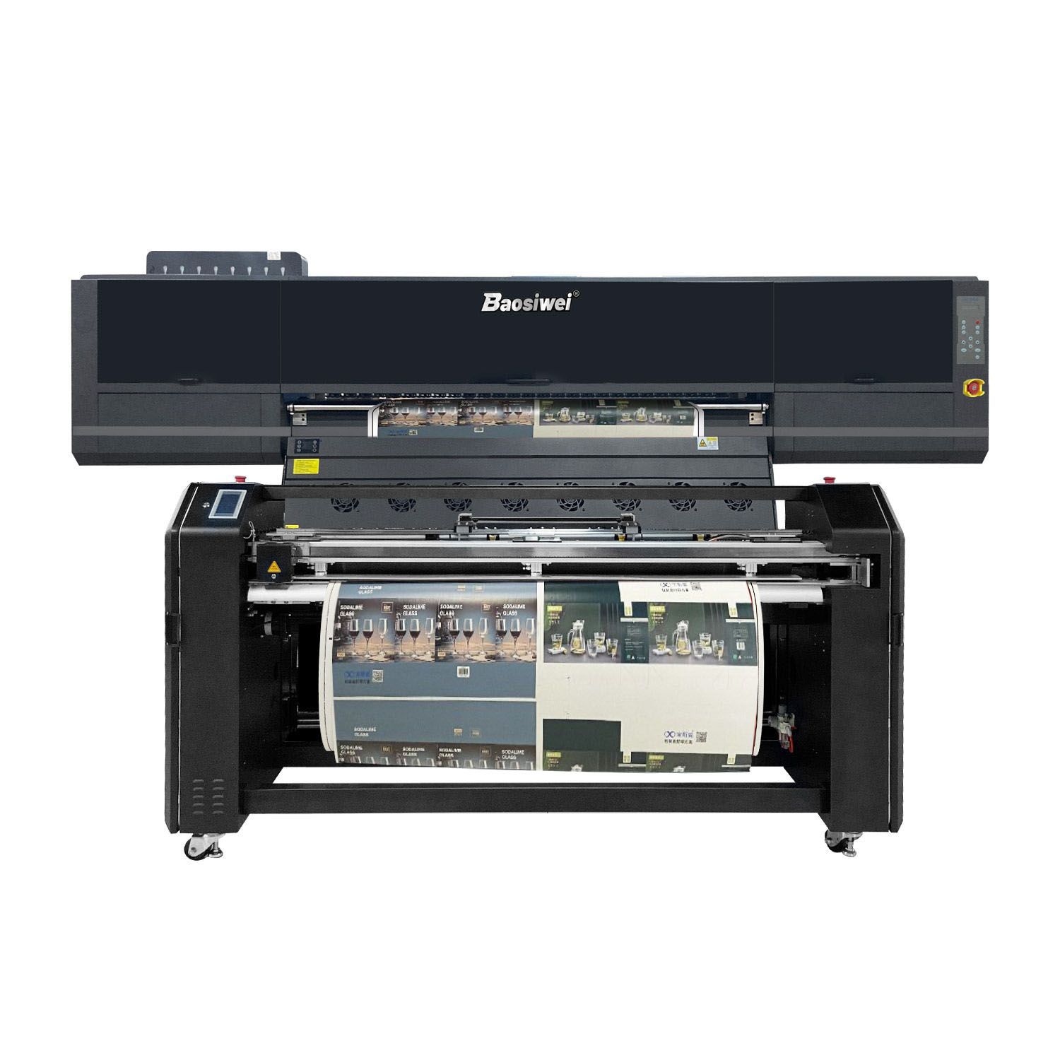 Baosiwei 1.9m carton box digital printer paired with a cutting machine for automated workflow