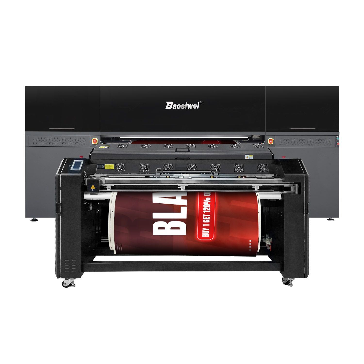 Baosiwei 1.9m Blueback Paper Poster Printer front view, showcasing high-speed, wide-format industrial poster printing structure.