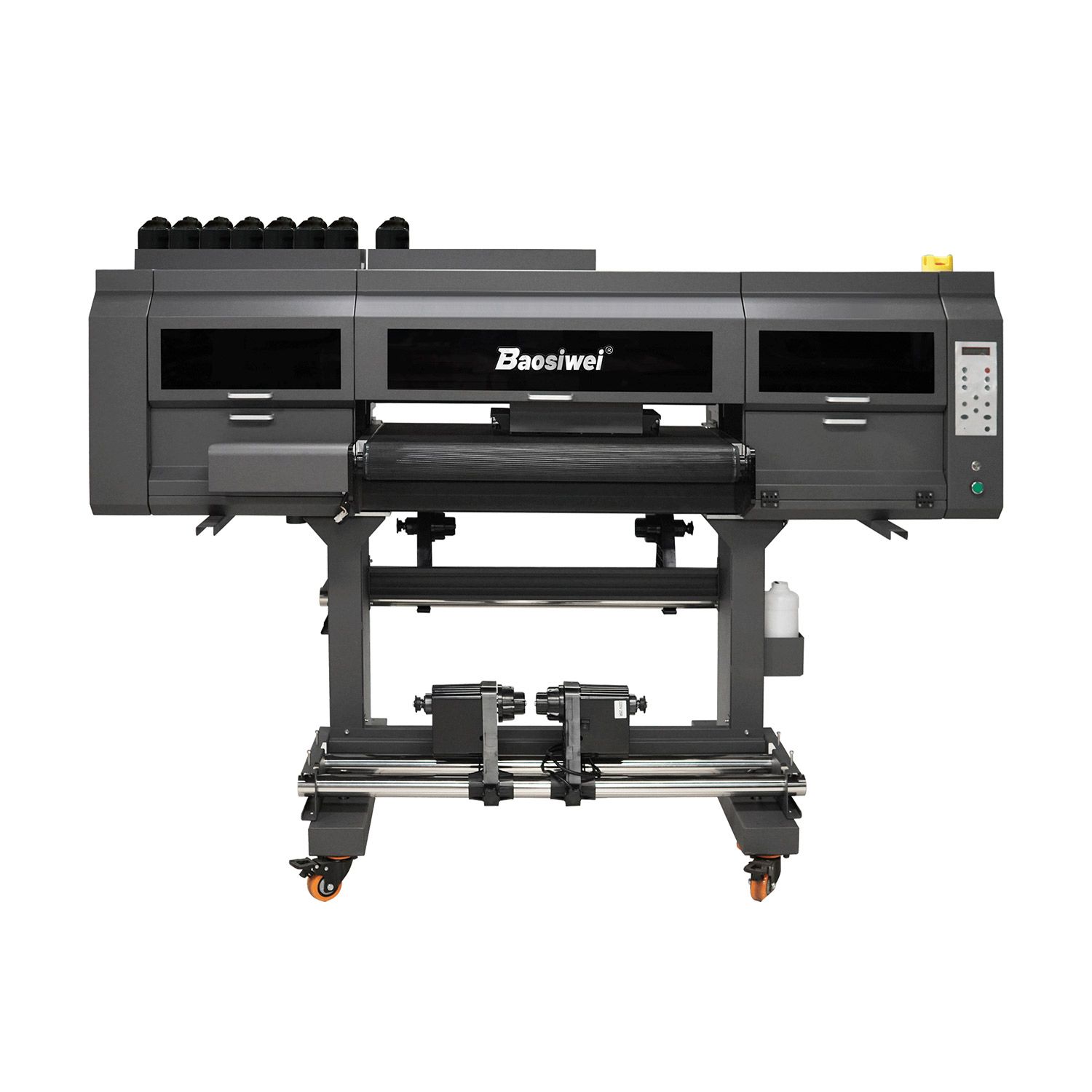 Front view of Baosiwei 80cm UV hybrid printer, ideal for high-precision printing on leather and garment accessories