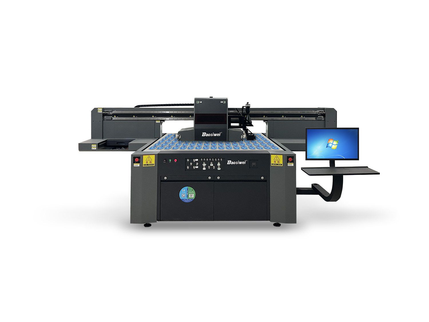 Baosiwei 1612 Visual Positioning UV Flatbed Printer – High-precision industrial UV printer with advanced visual positioning for accurate multi-material printing