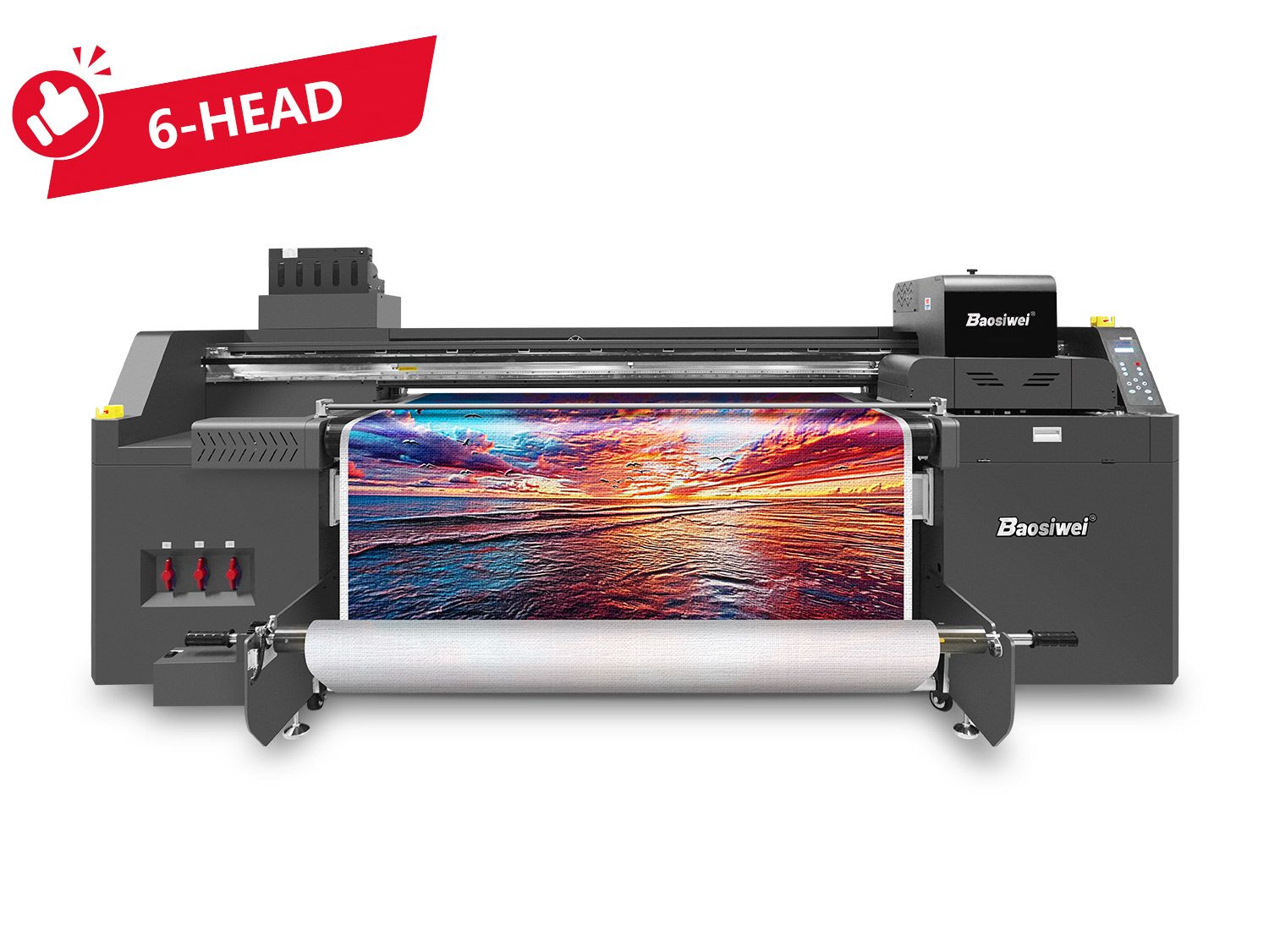 Baosiwei 1906UV belt printer front view for wide-format embossed painting printing