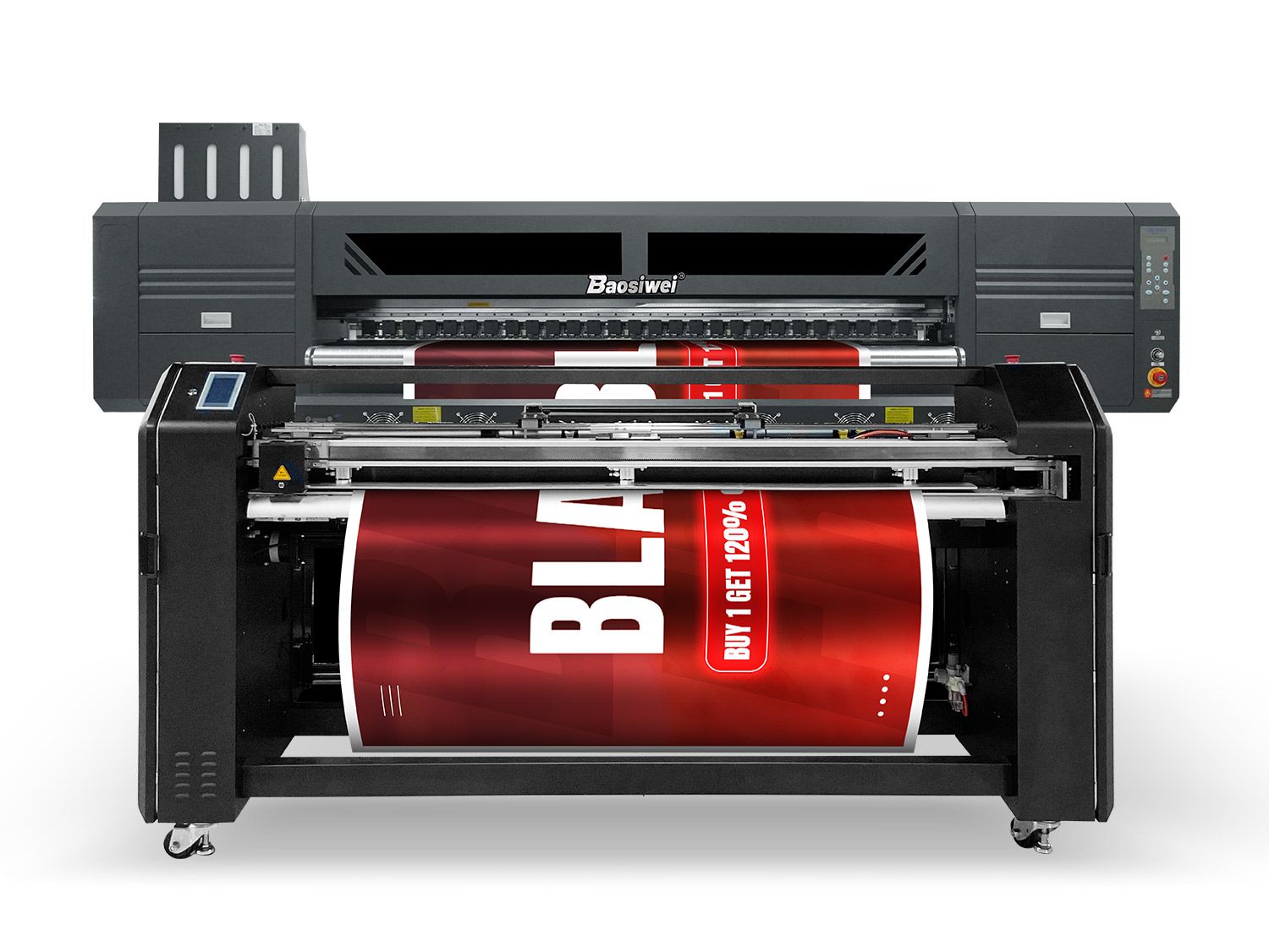 Baosiwei 1.9m Blueback Paper Poster Printer front view, showcasing high-speed, wide-format industrial poster printing structure.