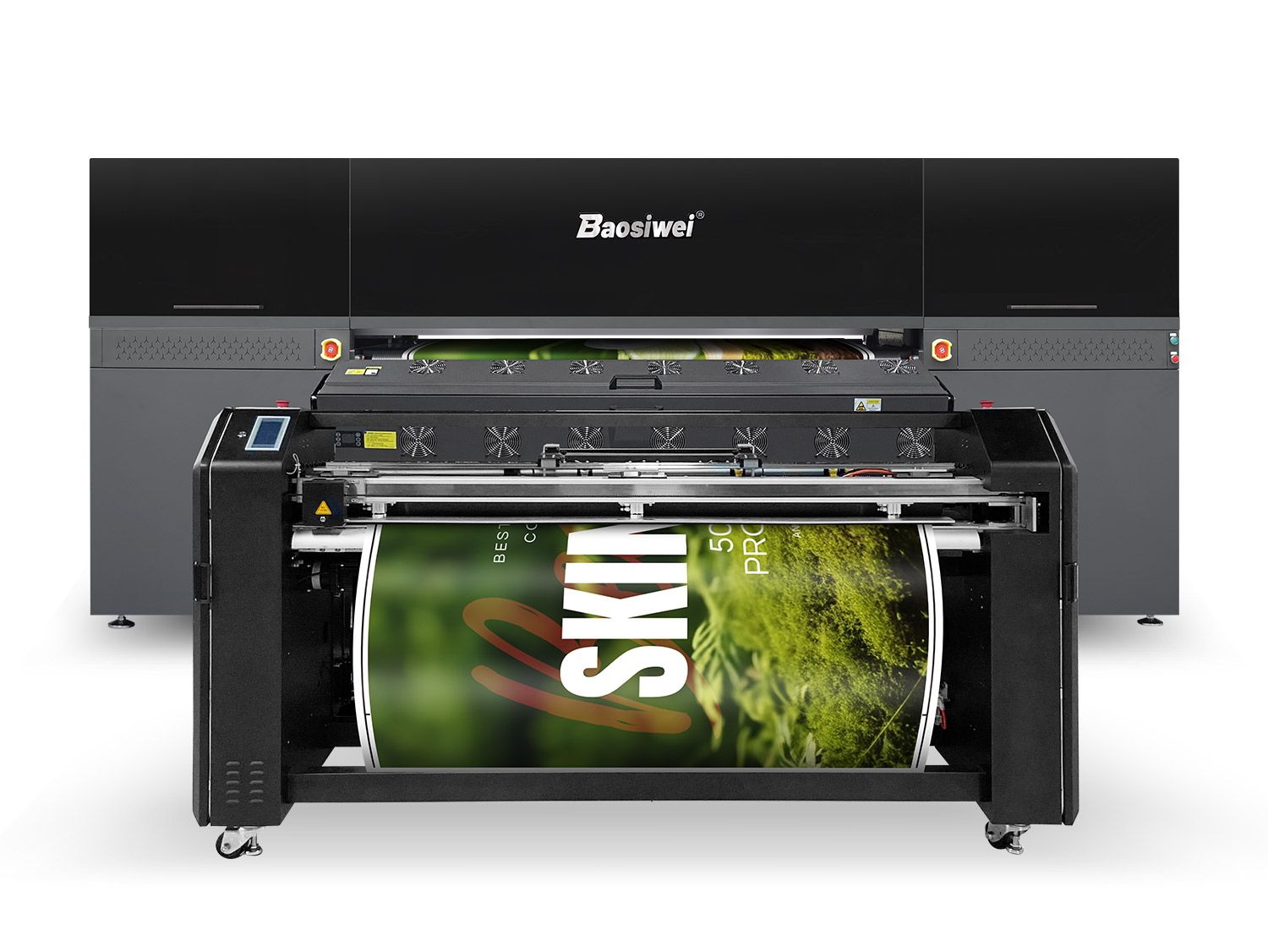 Baosiwei 1.9m Blueback Paper Poster Printer front view, showcasing high-speed, wide-format industrial poster printing structure.