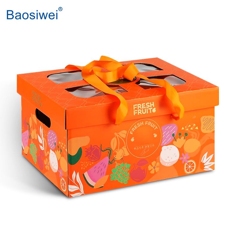 Custom printed corrugated fruit box with vibrant full-color design using Baosiwei large format carton printer