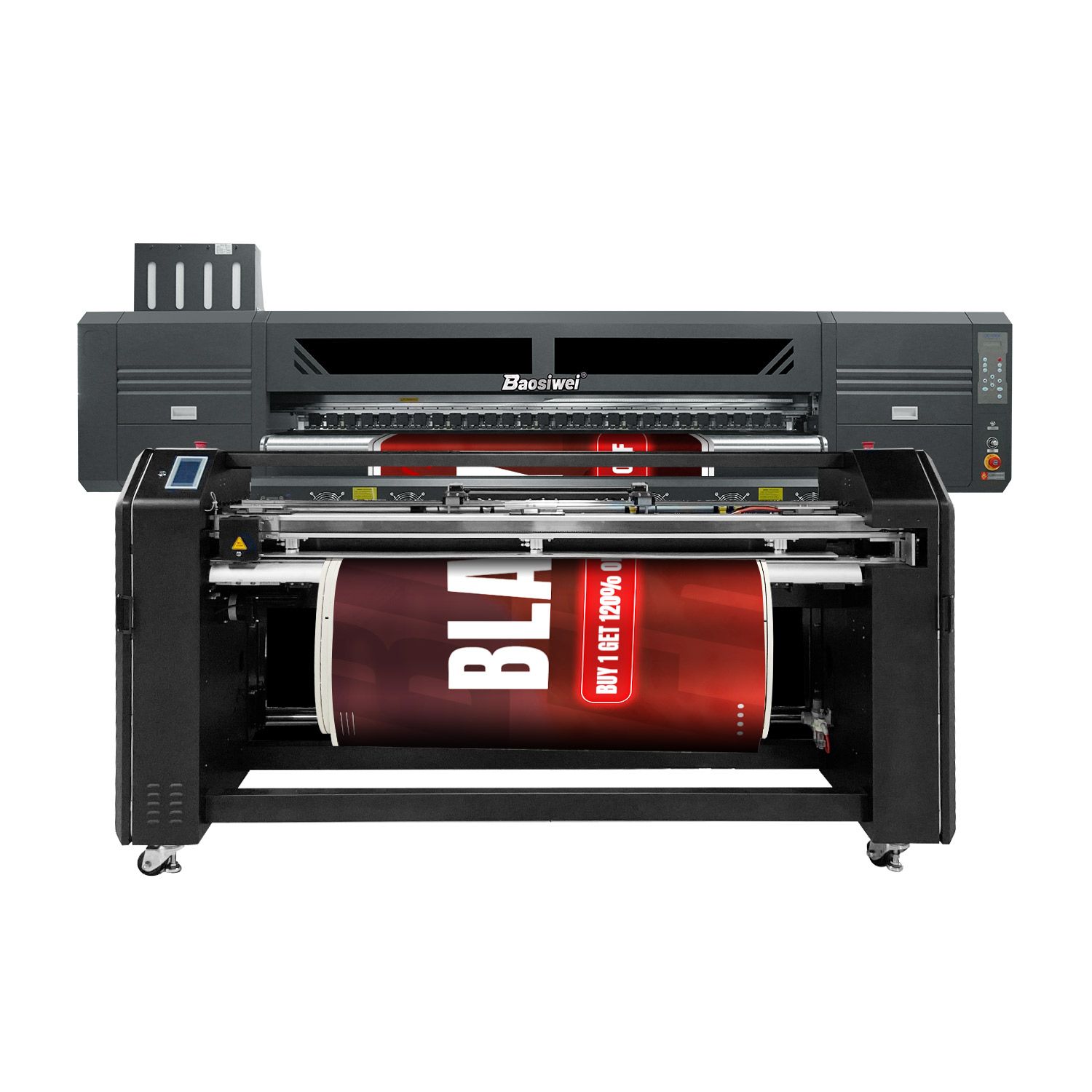 Baosiwei 1.9m Blueback Paper Poster Printer front view, showcasing high-speed, wide-format industrial poster printing structure.