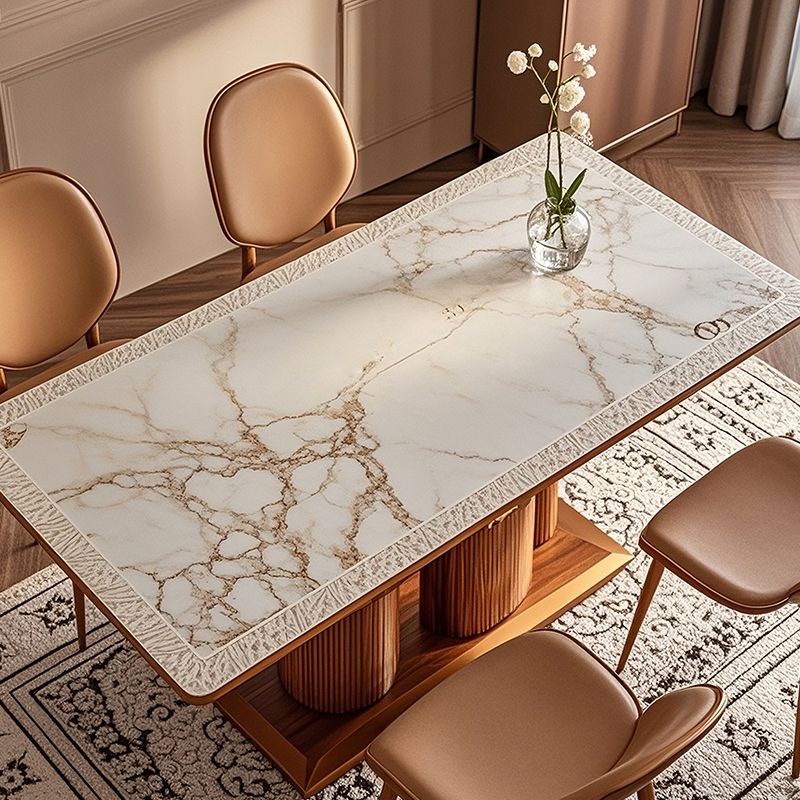 Marble-style PVC soft film tablecloth, showcasing premium customized home decor style