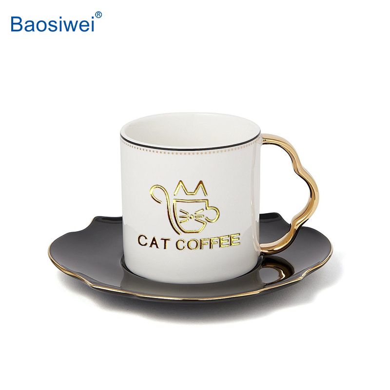 Crystal label gold foil print on ceramic mug with shiny and premium effect, suitable for personalized gift items.