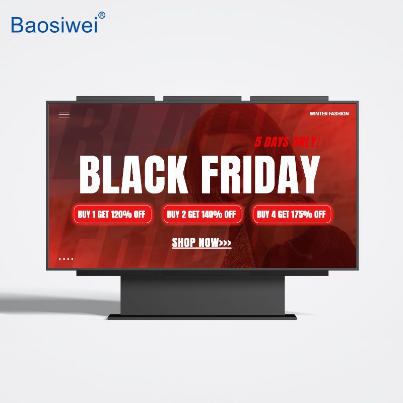 Printed promotional Black Friday billboard using blueback paper with vivid colors and sharp text.