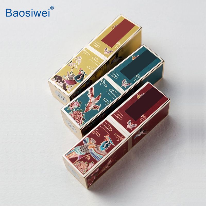 Exquisite UV-printed lipstick cases with vibrant colors and intricate details, produced using Baosiwei visual positioning UV flatbed printer without the need for manual layout