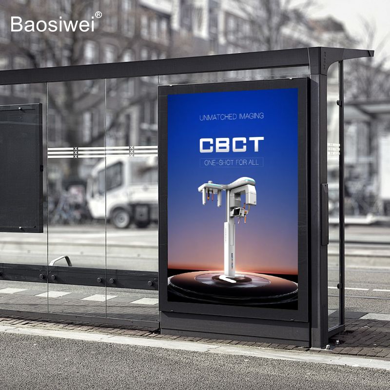 Bus stop poster application showing high-quality printing results on outdoor blueback paper media.