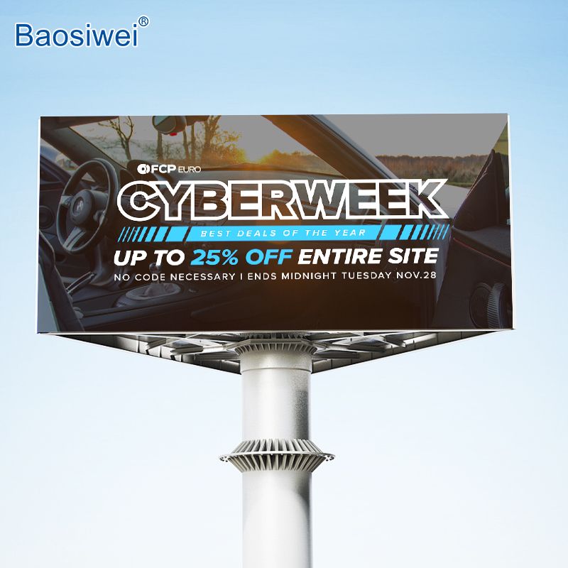 Outdoor billboard printed on blue back paper with bold advertisement using Baosiwei carton printer