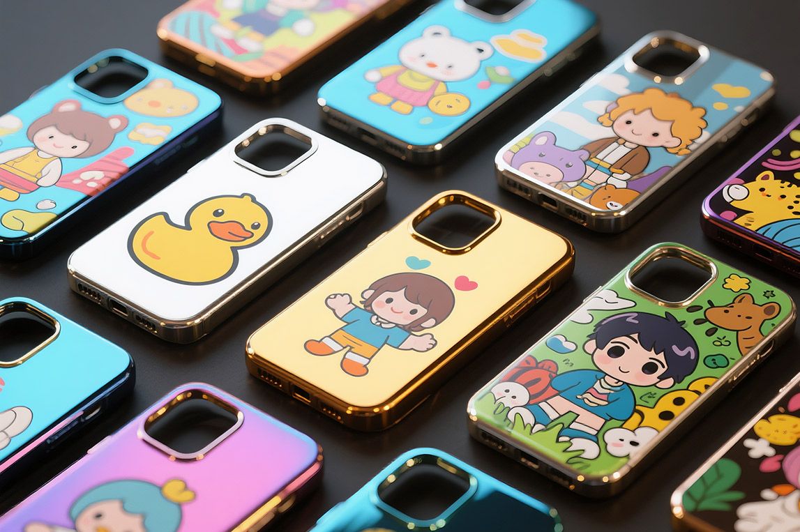 UV flatbed printer for bulk phone case production – Baosiwei A3 model with high-resolution CMYK output, ideal for OEM customization and factory use.