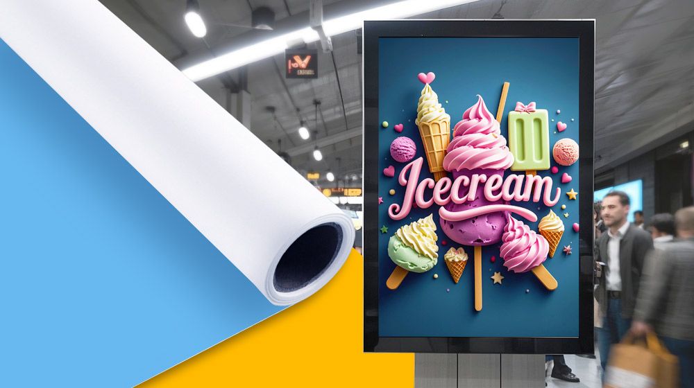 Baosiwei Blueback Paper Printing Solution featuring vibrant metro lightbox poster output with high color saturation