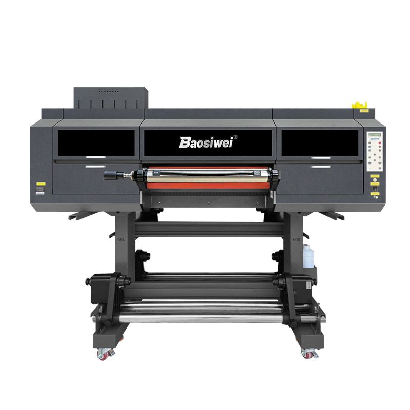 Front view of Baosiwei 60cm UV simulated embroidery printer, featuring a solid frame and stable structure, ideal for fabric embroidery-style printing.