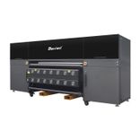 Left front angled view of the Baosiwei sublimation printer, highlighting the print area and cooling system