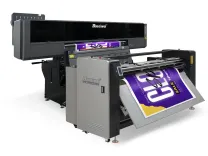 Angled side view of Baosiwei Blueback Paper Poster Printer highlighting the reinforced frame and dual feeding system for efficient bulk printing.