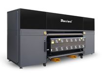 Right front view of the Baosiwei high-speed roll-to-roll sublimation printer, featuring a solid frame and multiple drying fans that maintain superior image output even at high speeds