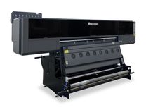 Side view of Baosiwei 16-Head Sublimation Printer featuring large-capacity fabric take-up system, optional for kilometer or 10,000-meter roll collection for garment printing.
