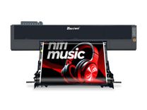 Front view of  Baosiwei 16-head eco solvent printer printing lightbox film and vinyl banner, ideal for high-speed outdoor advertising production.