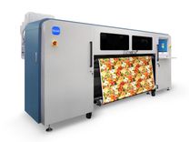 Side view of Baosiwei dye sublimation printer showing stable feeding and colorful print output