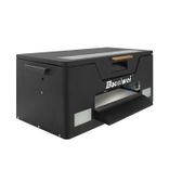 Baosiwei desktop A3 DTF printer side view, compact and efficient for personalized T-shirt printing, equipped with advanced ink technology