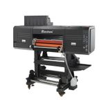 Angled view of Baosiwei 60cm crystal label printer showcasing its robust frame structure, ideal for high-precision and long-duration continuous printing tasks.